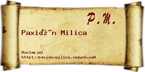 Paxián Milica névjegykártya